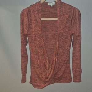 Grace & Lace Heathered Terracotta Snowday  Twist Front Hoodie